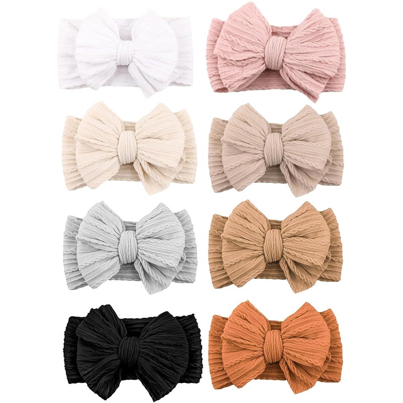 Niceye Handmade Baby Headbands Soft Stretchy Nylon Hair Bands with Bows for Newborn Infant Baby Toddler Girls - Image 1
